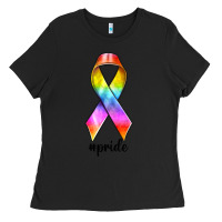 Black pride ribbon Ladies Tee - texasbilliewilder