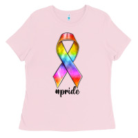 Bubblegum Pink pride ribbon Ladies Tee - texasbilliewilder