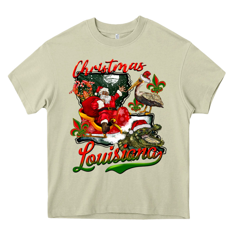 Louisiana Christmas With  Afro Santa Heavy Core Tee by BarkalooDesign | Teevron