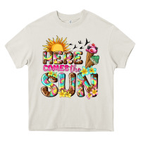 Cream here comes the sun Heavy Core Tee - texasbilliewilder