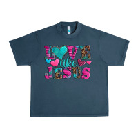Midnight Navy love like jesus valentine's day Urban Heavy Tee - AdoDesignShop