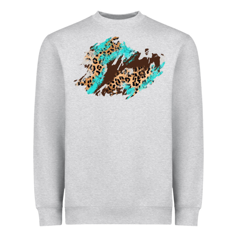 Cowhide Leopard Turquoise Patch Heavyweight Sweatshirt by AdoDesignShop | Teevron