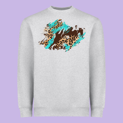 Cowhide Leopard Turquoise Patch Heavyweight Sweatshirt Designed By Adodesignshop