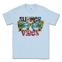 Dusty Blue Summer Vibes Classic Tee - CowhideDigitalArt