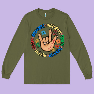 Advocate Inclusion Equity Equality Accept Adapt Long Sleeve Tee Designed By Maliassmallbusiness