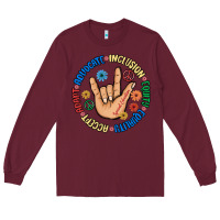 Burgundy advocate inclusion equity equality accept adapt Long Sleeve Tee - MaliasSmallBusiness