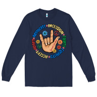 Navy advocate inclusion equity equality accept adapt Long Sleeve Tee - MaliasSmallBusiness