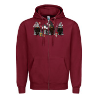 Burgundy grey christmas afro gnomies Zipper Hoodie - MaliasSmallBusiness