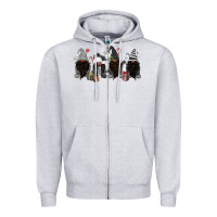 Heather Grey grey christmas afro gnomies Zipper Hoodie - MaliasSmallBusiness