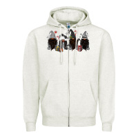 Oatmeal Heather grey christmas afro gnomies Zipper Hoodie - MaliasSmallBusiness