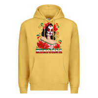 Antique Gold Mexicana with Skull Girl Premium Hoodie - texasbilliewilder