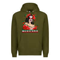 Army Green Mexicana with Skull Girl Premium Hoodie - texasbilliewilder