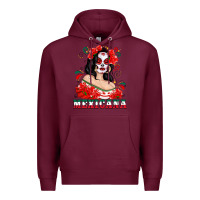Burgundy Mexicana with Skull Girl Premium Hoodie - texasbilliewilder