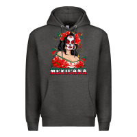 Charcoal Heather Mexicana with Skull Girl Premium Hoodie - texasbilliewilder