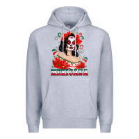 Heather Grey Mexicana with Skull Girl Premium Hoodie - texasbilliewilder