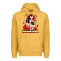 Mustard Mexicana with Skull Girl Premium Hoodie - texasbilliewilder