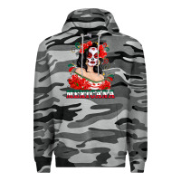 Slate Camo Mexicana with Skull Girl Premium Hoodie - texasbilliewilder