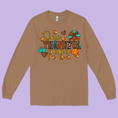 One Thankful Papa Long Sleeve Tee Designed By Jahusdesignshop