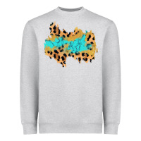 Heather Grey glitter leopard turquoise patch Heavyweight Sweatshirt - AdoDesignShop