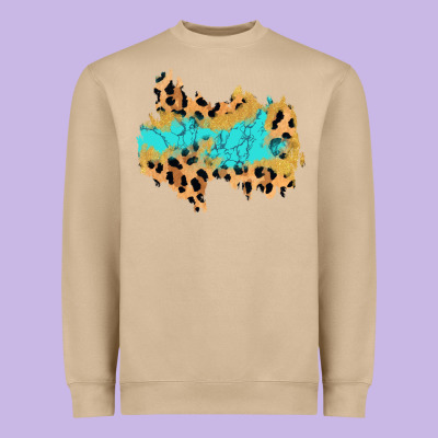 Glitter Leopard Turquoise Patch Heavyweight Sweatshirt Designed By Adodesignshop