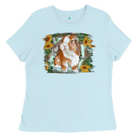 Baby Blue Bunny With Flower Leopard Ladies Tee - RanaPortraitStore