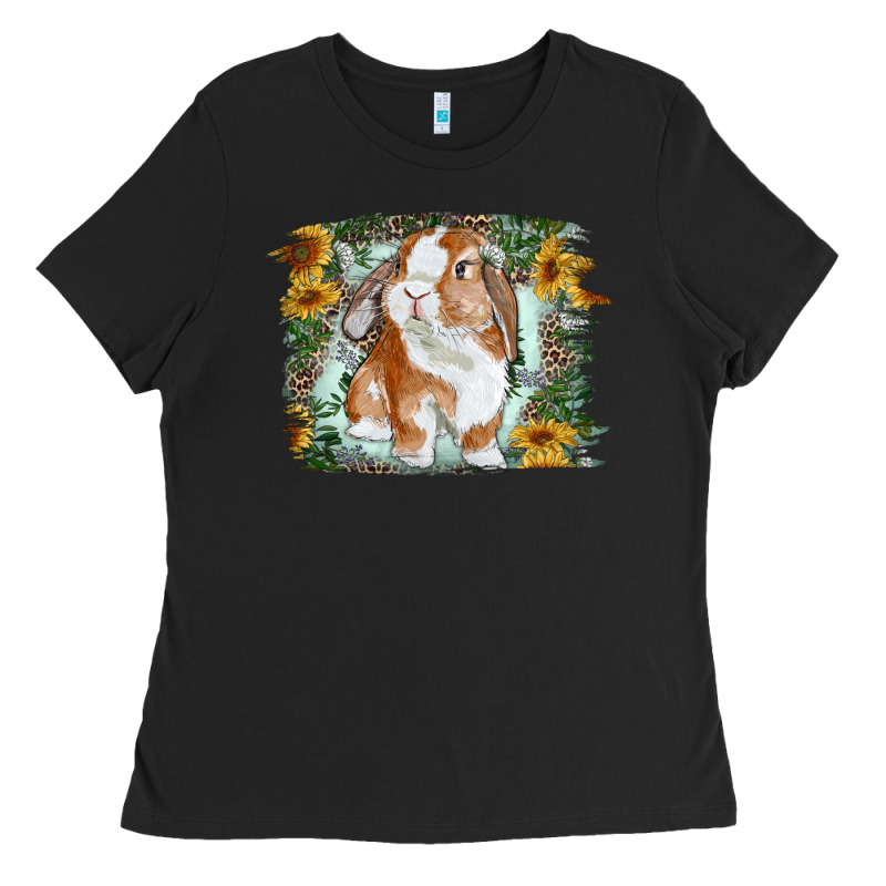 Bunny With Flower Leopard Ladies Tee by RanaPortraitStore | Teevron