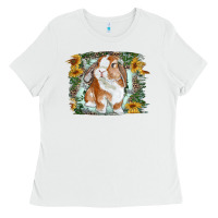 White Bunny With Flower Leopard Ladies Tee - RanaPortraitStore