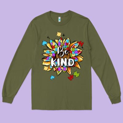 Be Kind Long Sleeve Tee Designed By Maliassmallbusiness