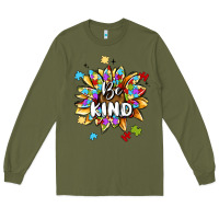 Army Green be kind Long Sleeve Tee - MaliasSmallBusiness