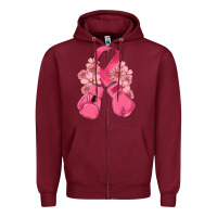 Burgundy breast cancer with boxing gloves Zipper Hoodie - MaliasSmallBusiness