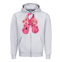 Heather Grey breast cancer with boxing gloves Zipper Hoodie - MaliasSmallBusiness