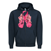 Navy breast cancer with boxing gloves Zipper Hoodie - MaliasSmallBusiness