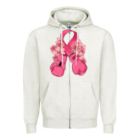 Oatmeal Heather breast cancer with boxing gloves Zipper Hoodie - MaliasSmallBusiness