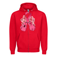 Red breast cancer with boxing gloves Zipper Hoodie - MaliasSmallBusiness