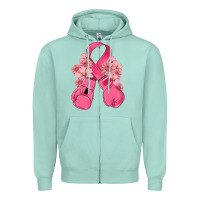 Seafoam breast cancer with boxing gloves Zipper Hoodie - MaliasSmallBusiness
