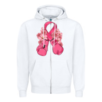White breast cancer with boxing gloves Zipper Hoodie - MaliasSmallBusiness