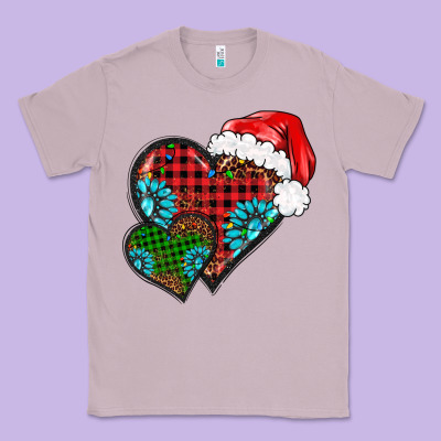 Christmas Heart Gemstones Leopard Classic Tee Designed By Barkaloodesign