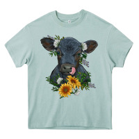 Arona baby cow black angus calf with flowers Heavy Core Tee - RanaPortraitStore