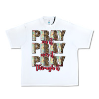 White pray on it pray over it pray through it Urban Heavy Tee - AdoDesignShop