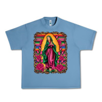 Pebble Blue our lady of guadalupe serape background Urban Heavy Tee - Artiststas