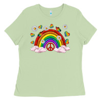 Matcha pride rainbow with daisy and butterfly Ladies Tee - texasbilliewilder