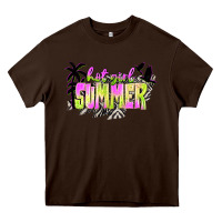 Chocolate Brown hot girl summer with palms Heavy Core Tee - texasbilliewilder
