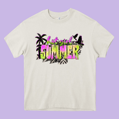 Hot Girl Summer With Palms Heavy Core Tee Designed By Texasbilliewilder