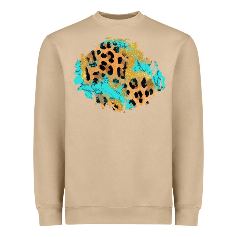 Glitter Leopard Turquoise Patch Heavyweight Sweatshirt by AdoDesignShop | Teevron
