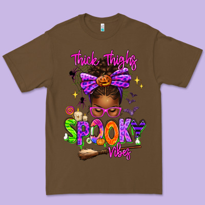 Thick Thighs Spooky Vibes Premium Tee Designed By Texasbilliewilder