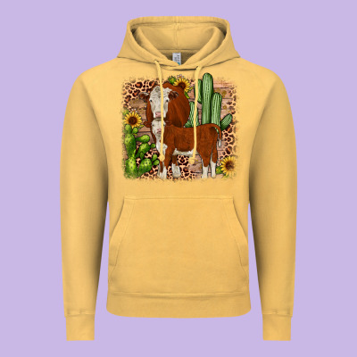 Hereford Cactus Sunflower Vintage Hoodie Designed By Jahusdesignshop