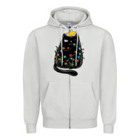 Dove Grey christmas cat with lights Zipper Hoodie - MaliasSmallBusiness