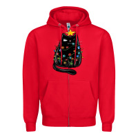 Red christmas cat with lights Zipper Hoodie - MaliasSmallBusiness