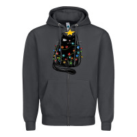 Smoke christmas cat with lights Zipper Hoodie - MaliasSmallBusiness
