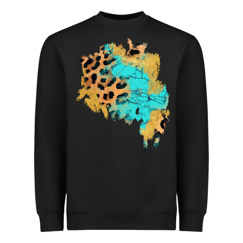 Glitter Leopard Turquoise Patch Heavyweight Sweatshirt by AdoDesignShop | Teevron